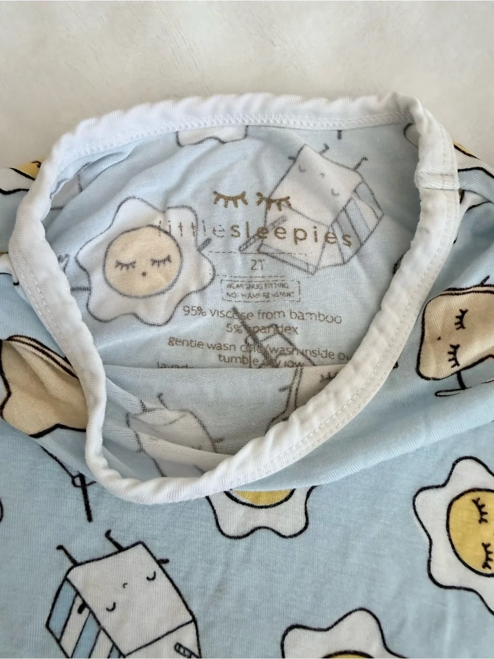 Little Sleepies Blue Breakfast Print Short Sleeve & Pants Pajama Set (size 2T)